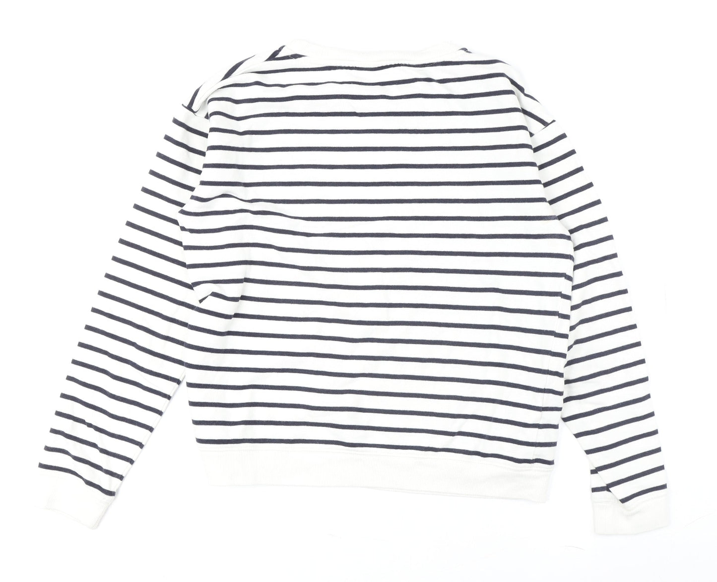 Mango Women's White Striped Pullover Sweatshirt XS