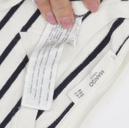 Mango Women's White Striped Pullover Sweatshirt XS