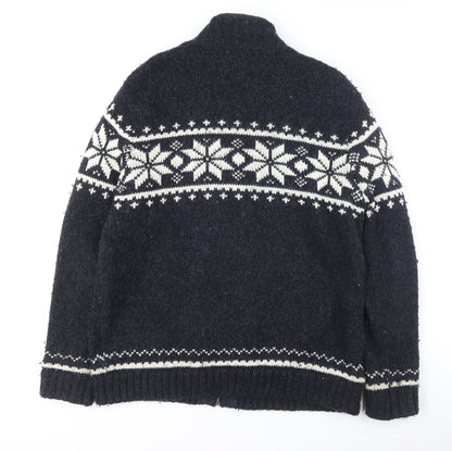 Atlantic Bay Men's Blue Full Zip Jumper, Size L, Winter Knit