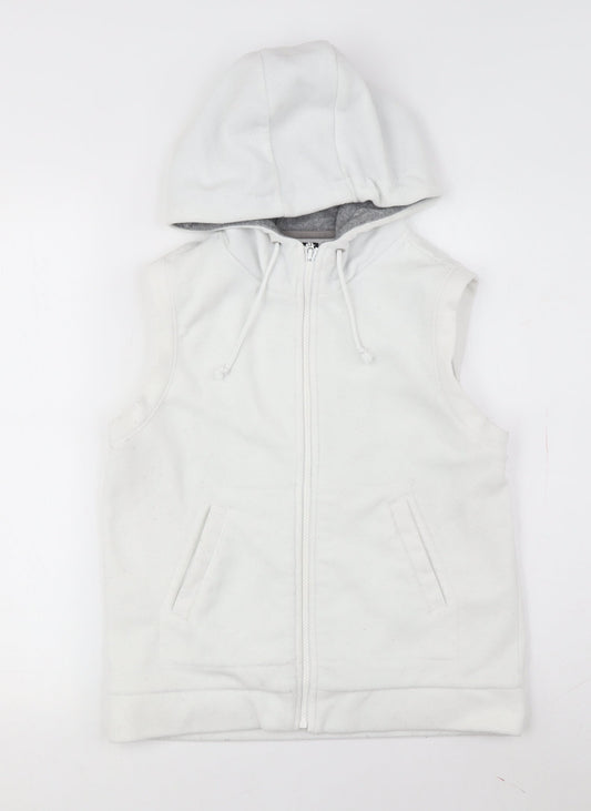 Gap Women's White Sleeveless Hooded Waistcoat S Regular