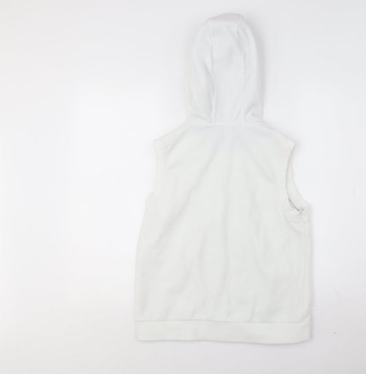 Gap Women's White Sleeveless Hooded Waistcoat S Regular