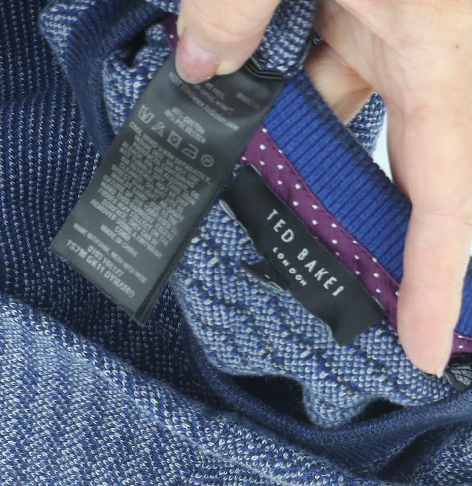 Ted Baker Men's Blue Pullover Jumper, M, Geometric Design