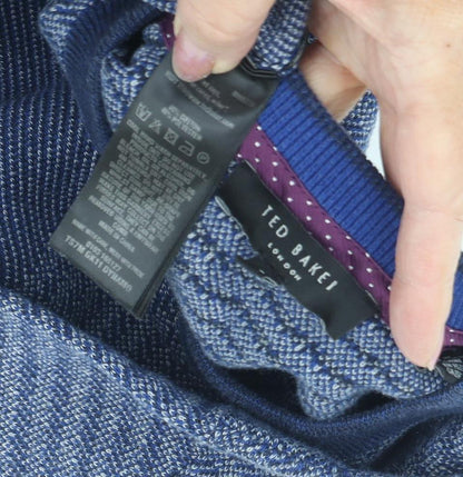 Ted Baker Men's Blue Pullover Jumper, M, Geometric Design