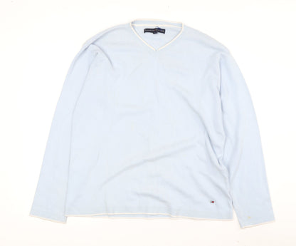 Tommy Hilfiger Men's Blue V-Neck Pullover Jumper Size L