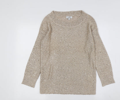 C.M.D Women's Beige Sequin Pullover S Jumper