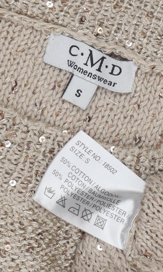 C.M.D Women's Beige Sequin Pullover S Jumper