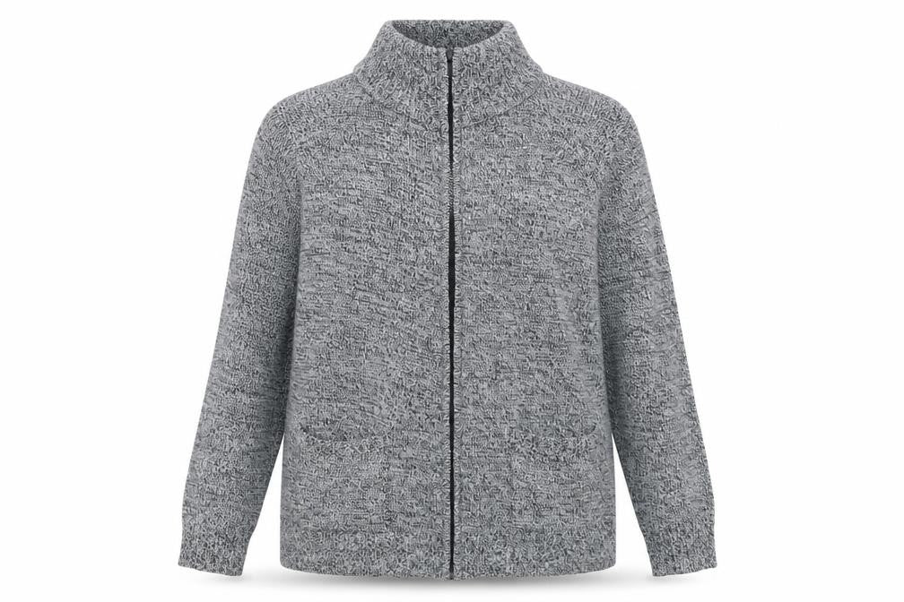 Womens UK Size 14-16 Damart Grey Full Zip Jumper