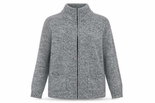 Womens UK Size 14-16 Damart Grey Full Zip Jumper