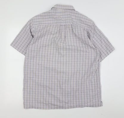 Racing Green Men's Medium Grey Check Short Sleeve Shirt