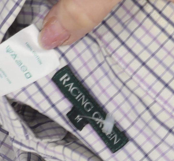 Racing Green Men's Medium Grey Check Short Sleeve Shirt