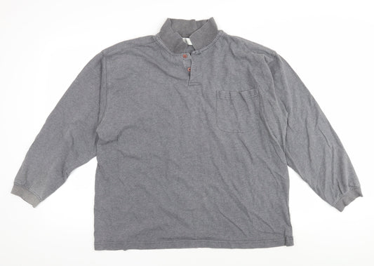 Leisurewear Men's Grey Long Sleeve Polo Shirt Size M