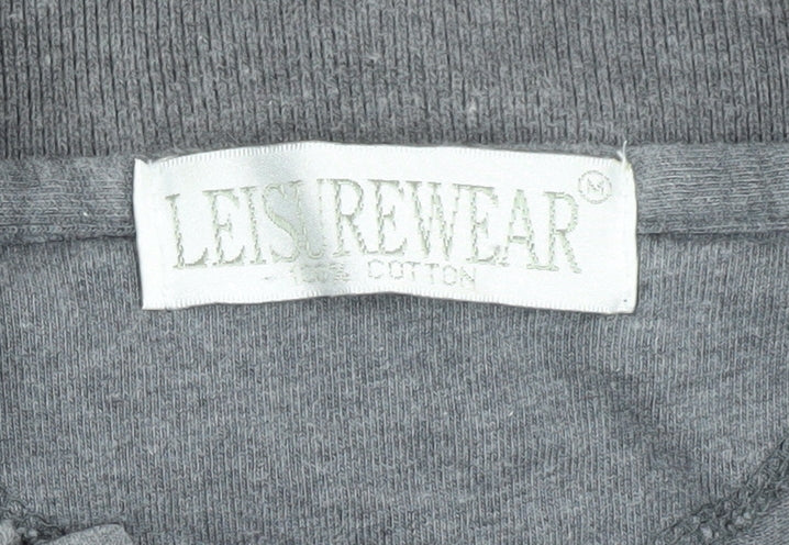 Leisurewear Men's Grey Long Sleeve Polo Shirt Size M