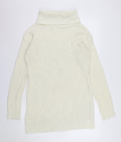 Boohoo Women's Ivory Roll Neck Jumper, Size L, Acrylic