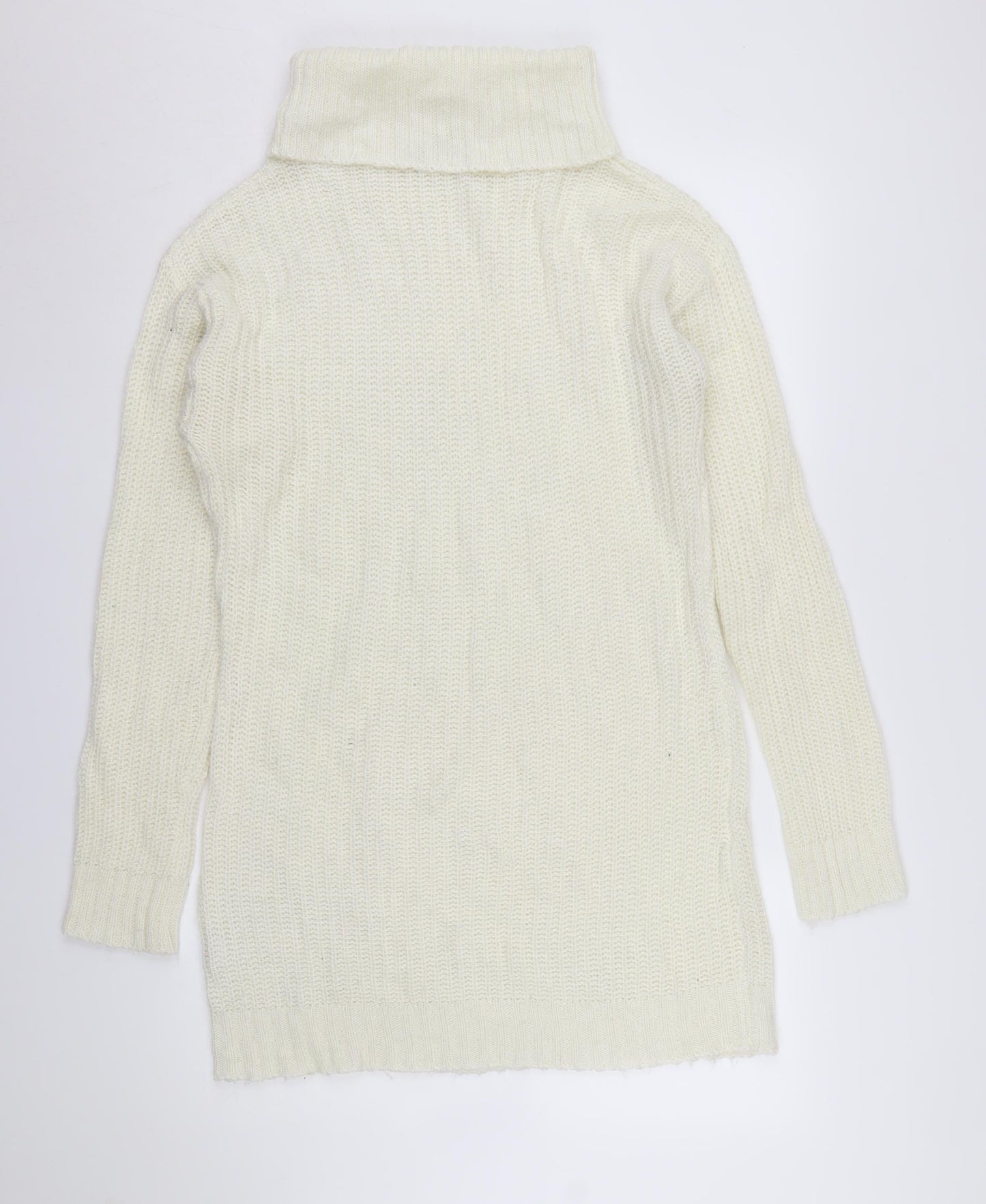 Boohoo Women's Ivory Roll Neck Jumper, Size L, Acrylic