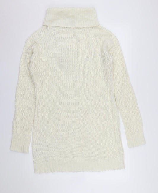 Boohoo Women's Ivory Roll Neck Jumper, Size L, Acrylic