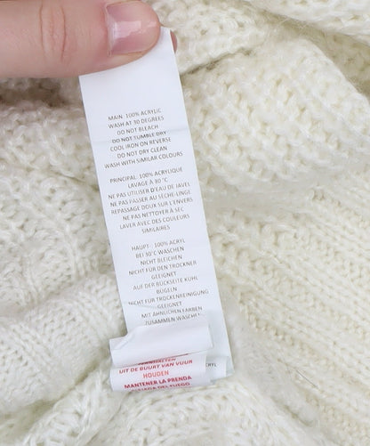 Boohoo Women's Ivory Roll Neck Jumper, Size L, Acrylic