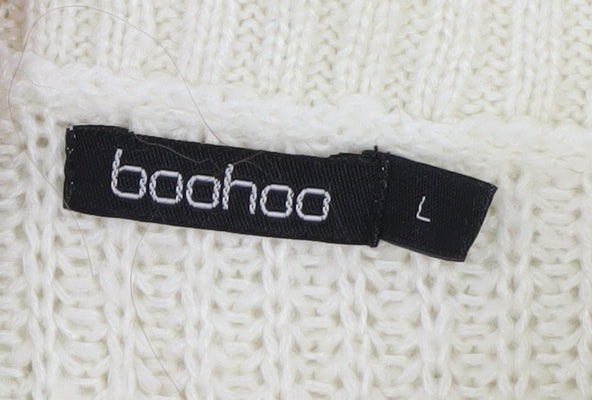 Boohoo Women's Ivory Roll Neck Jumper, Size L, Acrylic