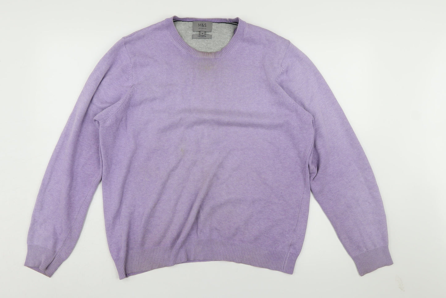 Marks and Spencer Men's Purple Cotton Pullover Jumper M
