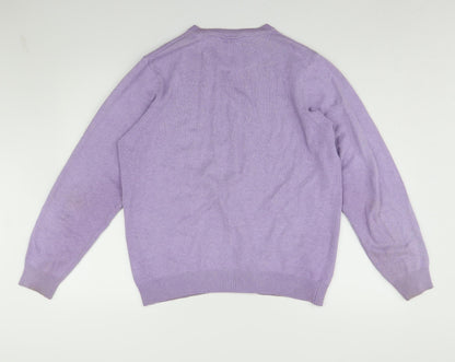 Marks and Spencer Men's Purple Cotton Pullover Jumper M