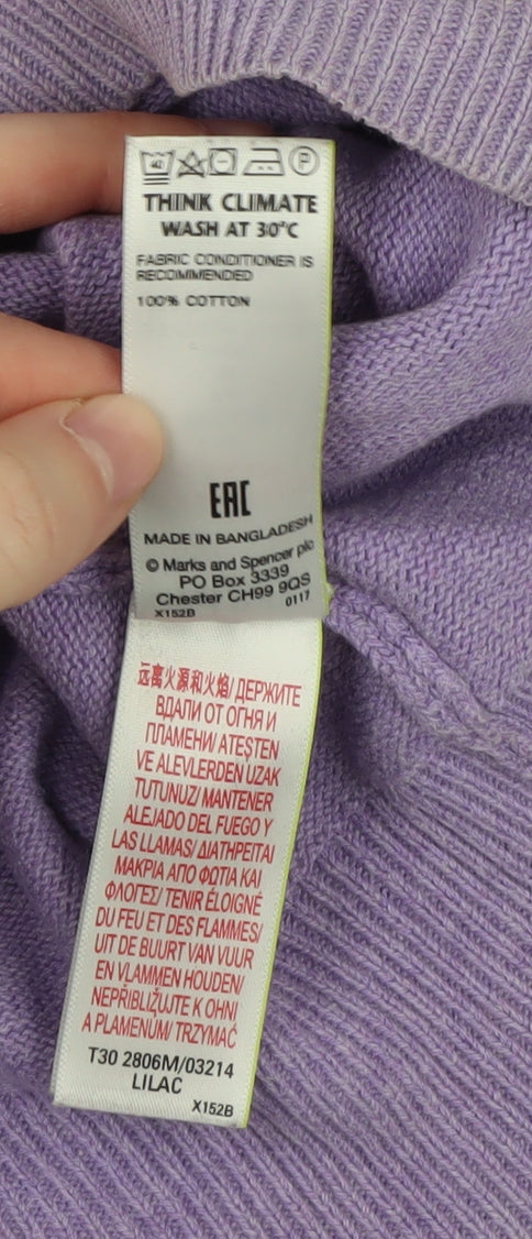 Marks and Spencer Men's Purple Cotton Pullover Jumper M