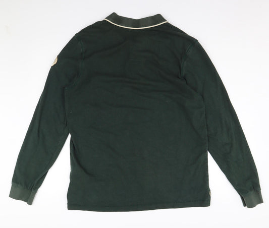 Napapijri Men's Green Long Sleeve Polo L