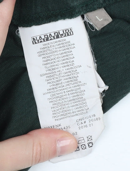 Napapijri Men's Green Long Sleeve Polo L