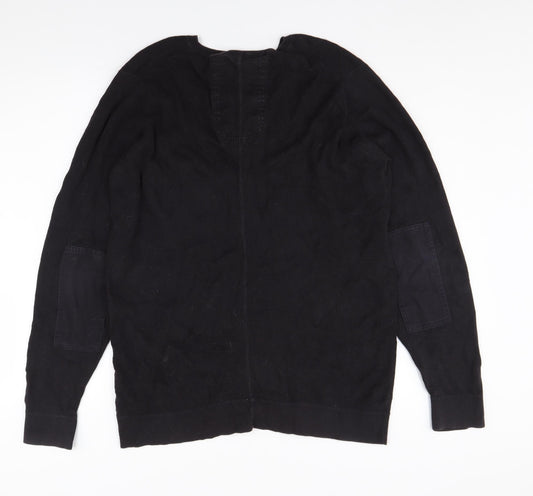 FCUK Men's Black Henley Jumper L, Cotton Knit