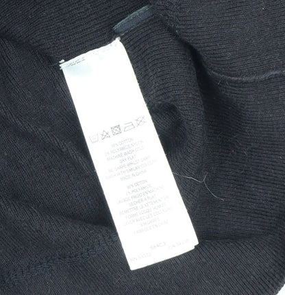 FCUK Men's Black Henley Jumper L, Cotton Knit