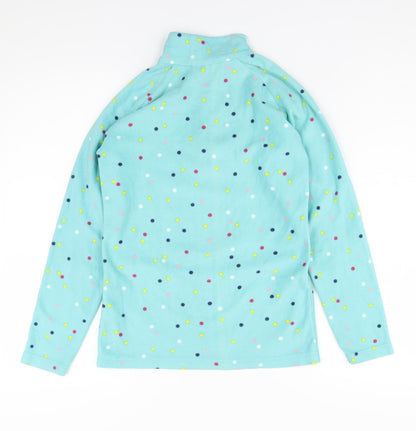 Mountain Warehouse Girls Blue Polka Dot 1/2 Zip Fleece Hoodie 11-12Y