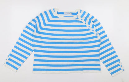 Womens UK Size 16 Emreco Blue Jersey Button-Up