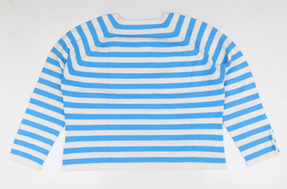 Womens UK Size 16 Emreco Blue Jersey Button-Up