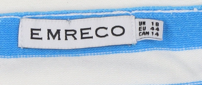 Womens UK Size 16 Emreco Blue Jersey Button-Up