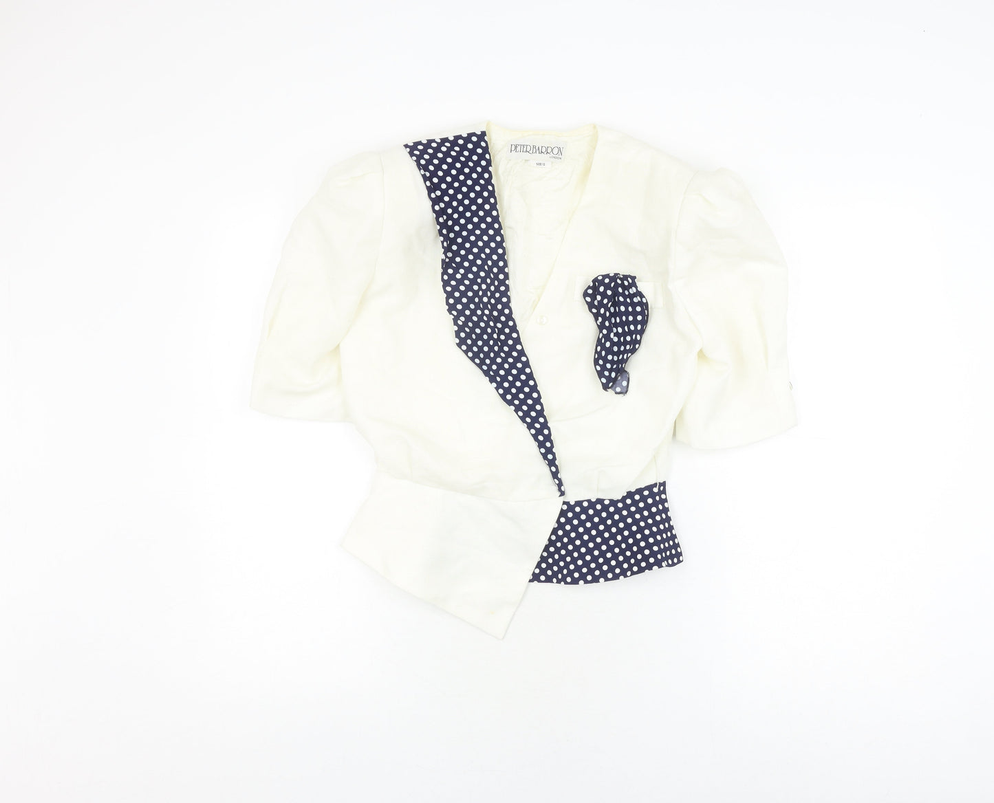 Peter Barron Women's Ivory Polka Dot Jacket Size 12