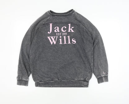 Jack Wills Girls Black Pullover Sweatshirt 12-13Y Logo