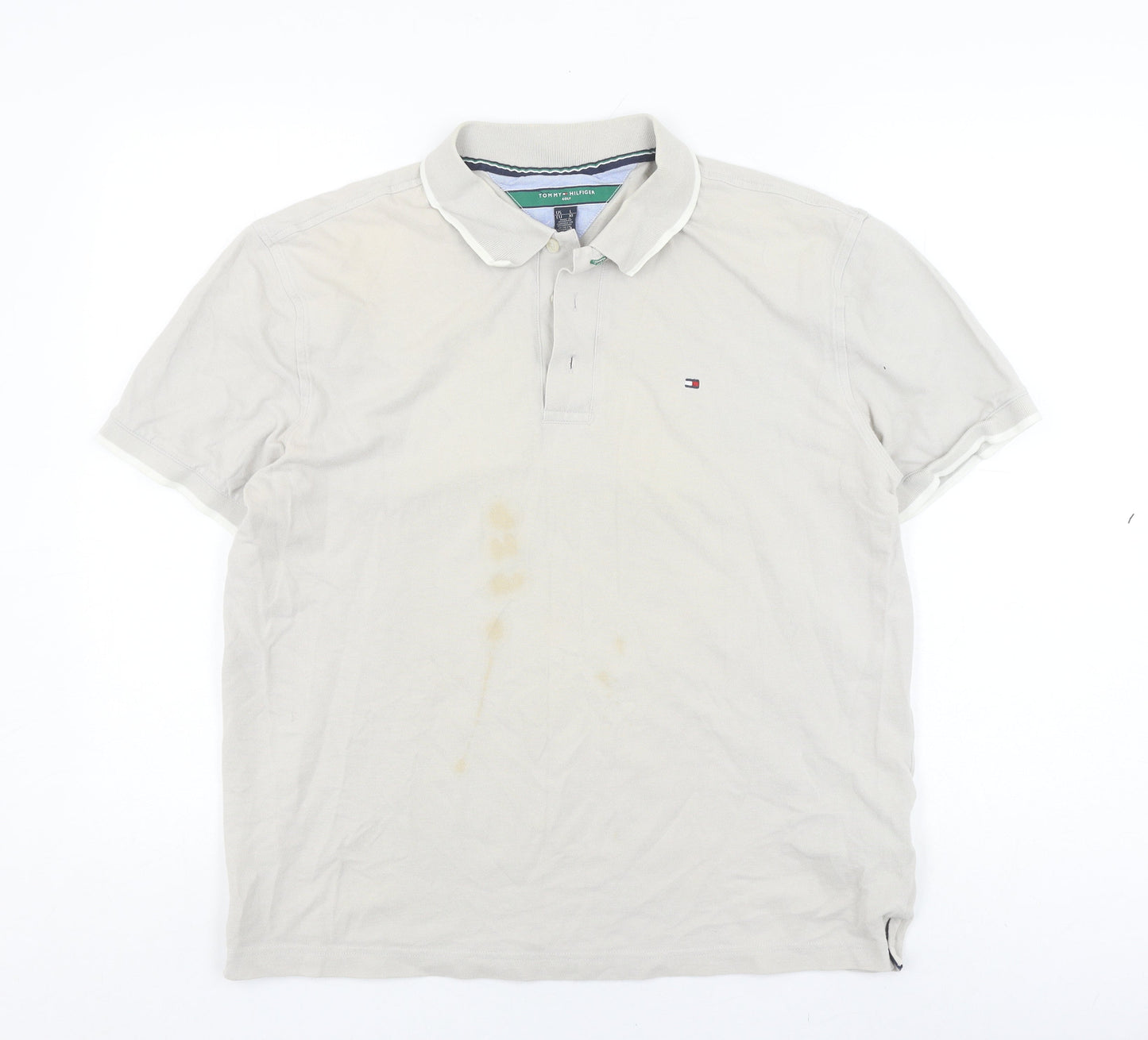 Tommy Hilfiger Men's Ivory XL Polo Shirt