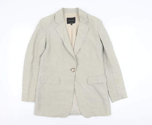 Massimo Dutti Women's Beige Blazer Size 6 Single-Breasted