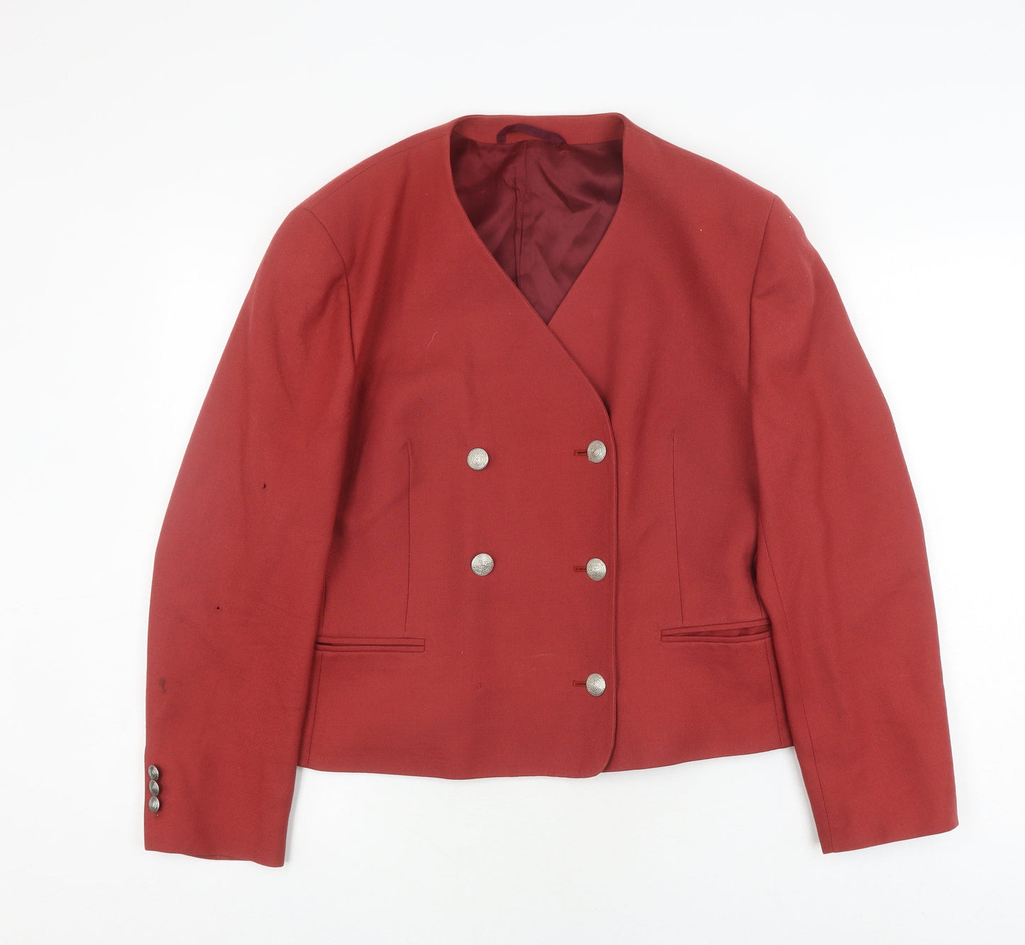Austin Reed Women's Red Wool Double-Breasted Blazer Size 14