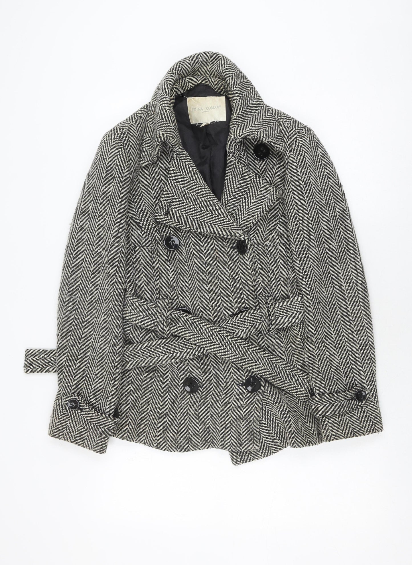 Womens UK Size 12 Edina Ronay Black Pea Coat