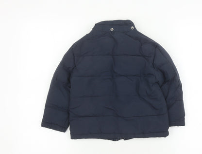 NAF NAF Unisex Blue Puffer Jacket 2-3 Years Hooded Winter