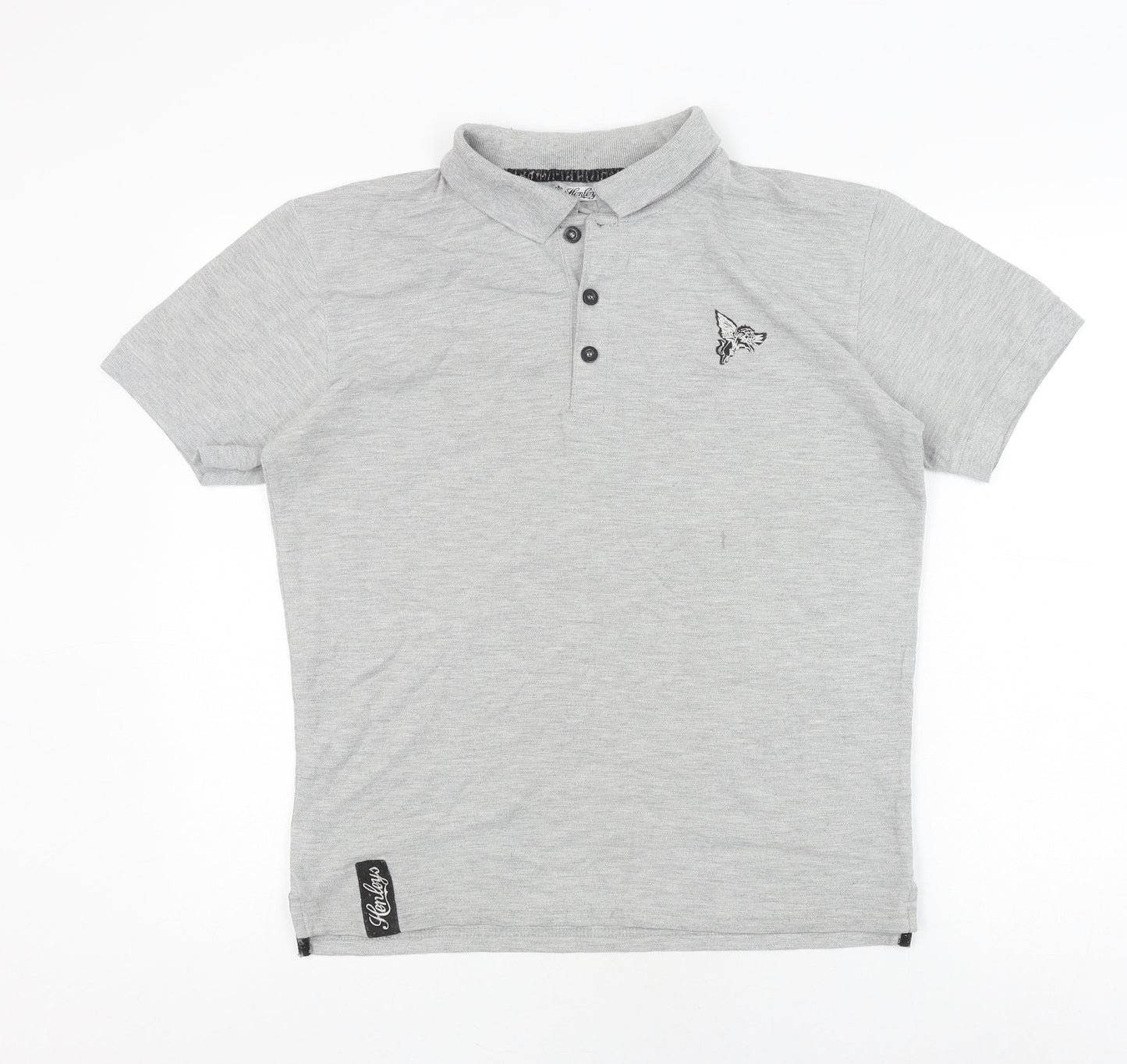 Henleys Men's Grey XS Polo, Short Sleeve, Buttoned, Regular Fit