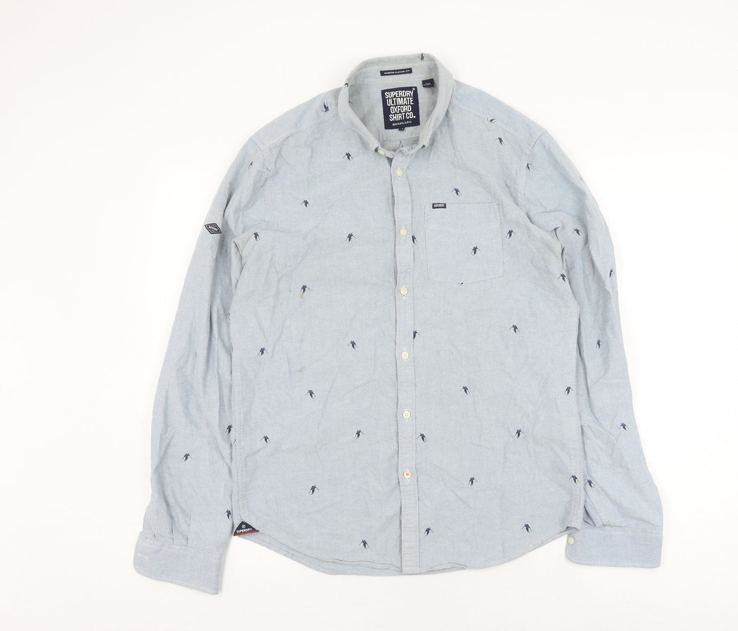Superdry Men's Grey Classic Oxford Button-Up Shirt M