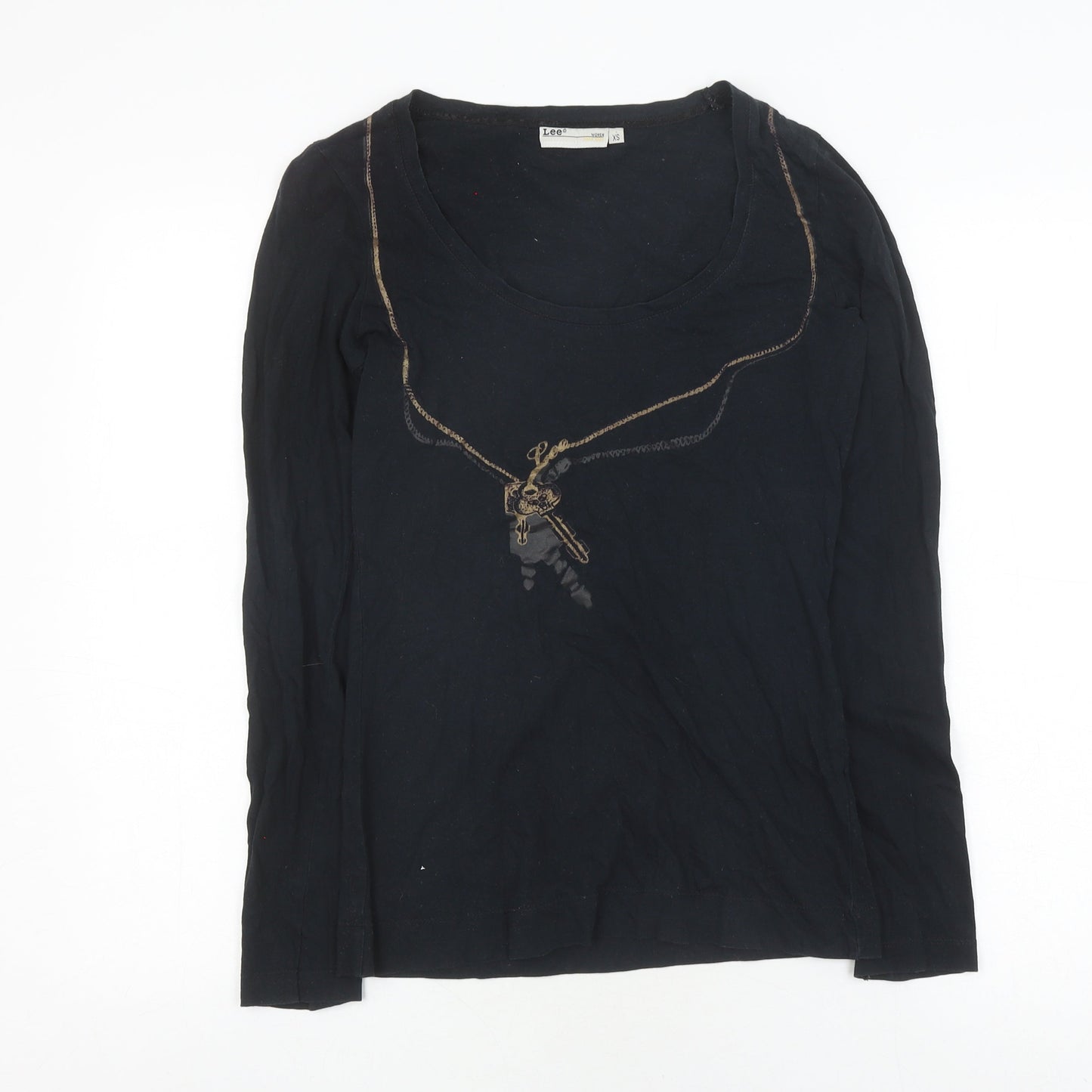 Womens UK Size XS Lee Black Basic T-Shirt