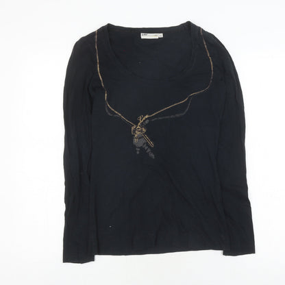 Womens UK Size XS Lee Black Basic T-Shirt