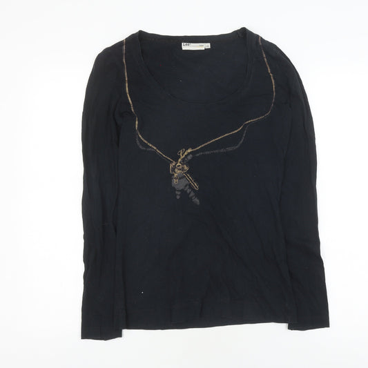 Womens UK Size XS Lee Black Basic T-Shirt