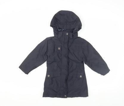 Peter Storm Girls Blue Parka Coat 3-4 Years