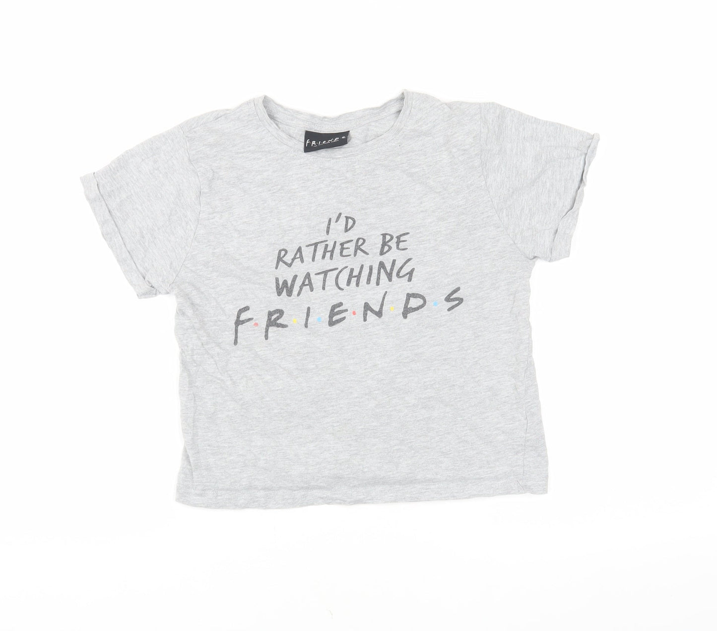 Friends Girls Grey Graphic T-Shirt S Regular Fit Casual
