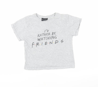 Friends Girls Grey Graphic T-Shirt S Regular Fit Casual