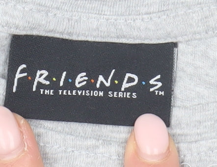 Friends Girls Grey Graphic T-Shirt S Regular Fit Casual
