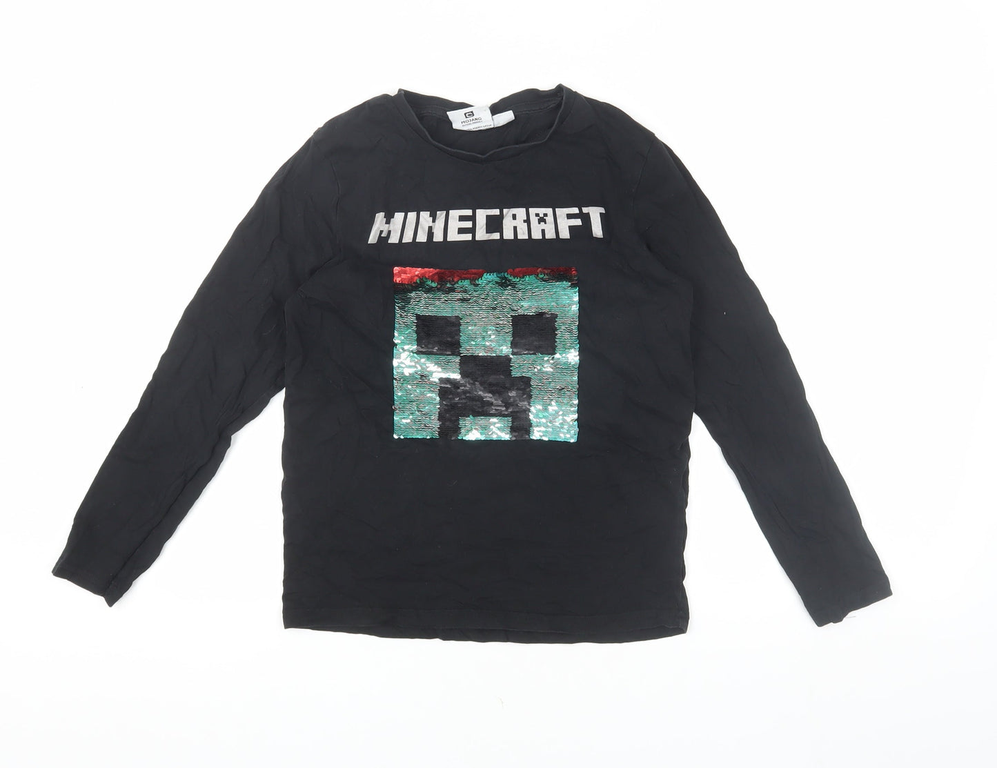 Minecraft Kids Black Sequin Long Sleeve T-Shirt 10-11 Years