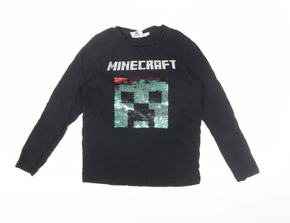 Minecraft Kids Black Sequin Long Sleeve T-Shirt 10-11 Years